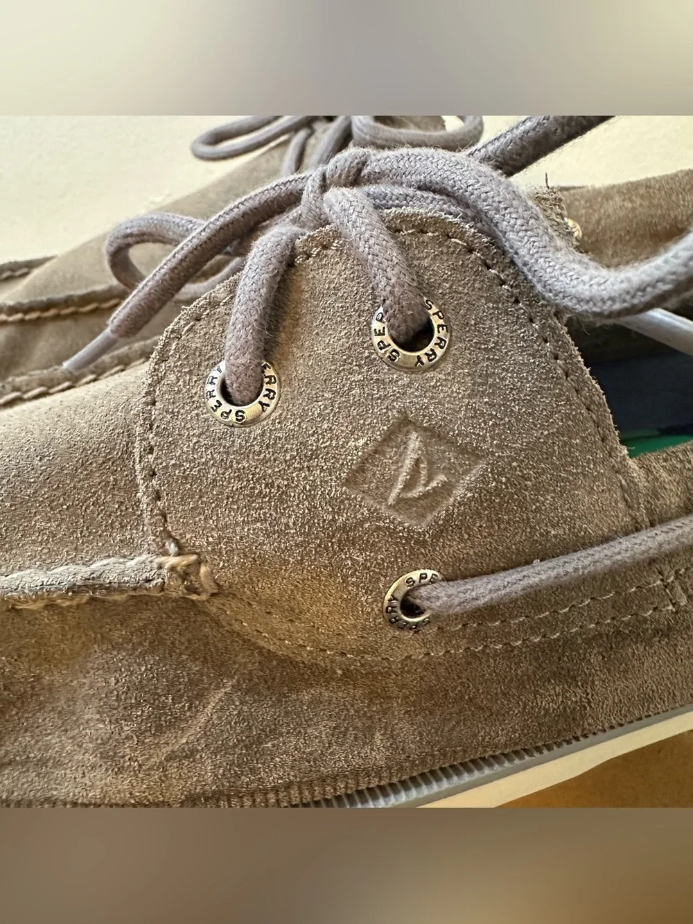 Sperry Top-Sider Gray Suede Boat Shoes Lace-Up 2-Eye Ripple 15 Casual Coastal